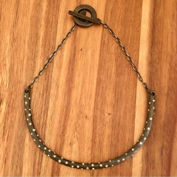 reBel Designs | Crystal Burnished Metal Neck Cuff - Picture 1 of 3